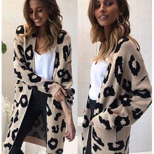 Cheetah print long sleeve cardigan